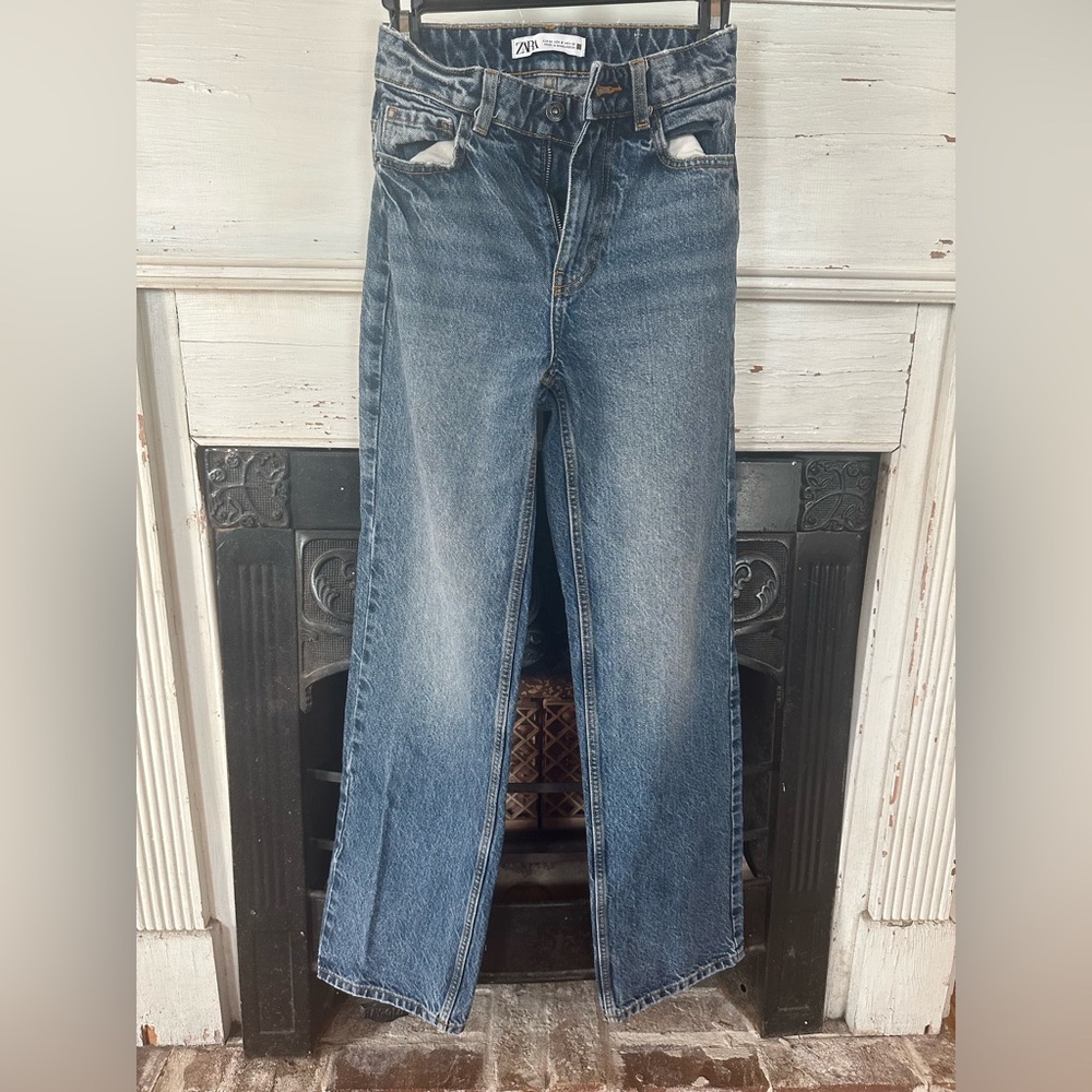 Zara Blue Straight Leg Jeans Classic Fit